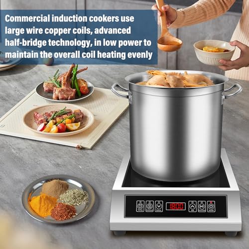 WaterElfo Professional Portable Induction Cooktop,1800 Watts 120V Commercial Range Countertop Burner, 1800 Watts Induction Burner with Sensor Touch and LCD Screen Low noise, timed