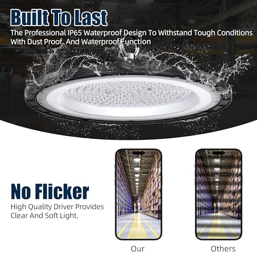 200W UFO LED High Bay Light 10-Pack, 30000LM 5000K AC100-277V UFO High Bay LED Shop Light with Plug Alternative to 800W MH/HPS for Garage Workshop Warehouse Factory Gym Barn.