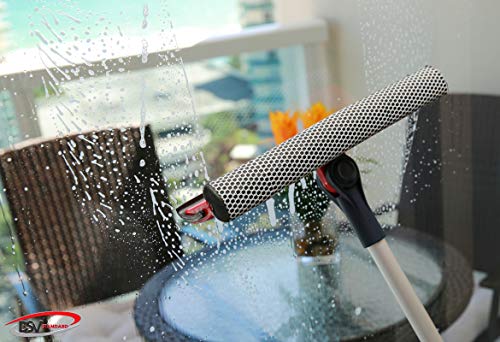 DSV Standard Professional Window Squeegee | 2-in-1 Window Cleaner Sponge and 10" Soft Rubber Strip with Extension Pole 50 Inch & 127 cm | Adjustable to Clean from Multiple Angles (Pack of 2) - size: Window Squeegee (Pack of 2)