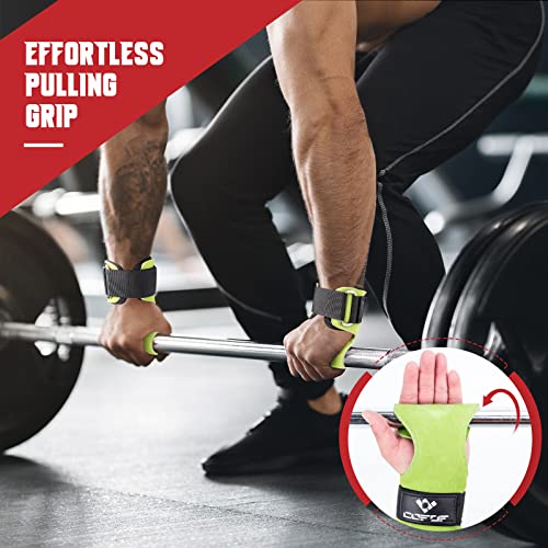 Weight Lifting Wrist Strap, Double-Layer Leather for Deadlift Powerlifting - color: Green