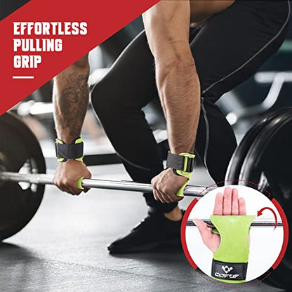 Weight Lifting Wrist Strap, Double-Layer Leather for Deadlift Powerlifting - color: Green