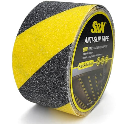 S&X Anti Slip Tape 3in x 33ft Grip Tape for Stairs & Ramps, Black/Yellow - color: Black/Yellow, size: 3" X 33'
