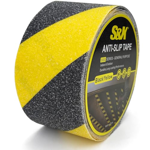 S&X Anti Slip Tape 3in x 33ft Grip Tape for Stairs & Ramps, Black/Yellow - color: Black/Yellow, size: 3" X 33'