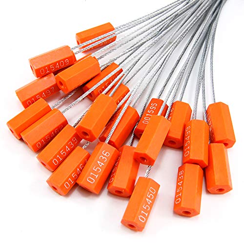 20pcs Security Marking Cable Seals Tamper Proof Steel Wire Seal Numbered Shipping Seals Disposable Pull Tight Self-Locking Cable Seal Truck,Trailers, Cargo, Containers Seal Ties Straps (Orange, 20pcs) - color: Orange, size: 20pcs