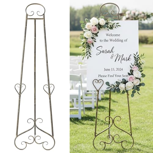 56" Extra Large Adjustable Vintage Floor Easel Stand with Chain Support