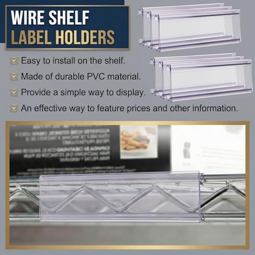 Kathfly 100 Pcs Wire Shelf Label Holders with 100 Pcs Label Paper Inserts
