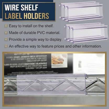 Kathfly 100 Pcs Wire Shelf Label Holders with 100 Pcs Label Paper Inserts
