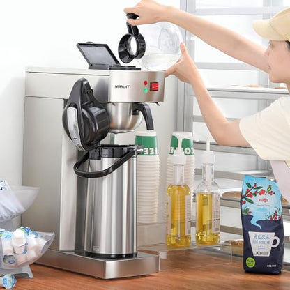 NUPANT Commercial Airpot Coffee Brewer 2.2L/74oz Dirp Coffee Maker with 24H Insulated Thermal Carafe Stainless Steel Pour Over Coffee Machine 120V/1450W COFFEE Dispenser for Café Restaurant Cafateria - size: Manual Filling
