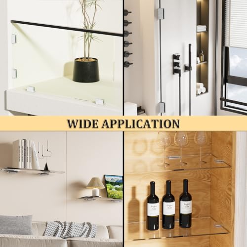 Alise Glass Shelf Brackets, Fits 8–12 mm Glass for Shower Use, 2 Pack - color: Brushed Nickel