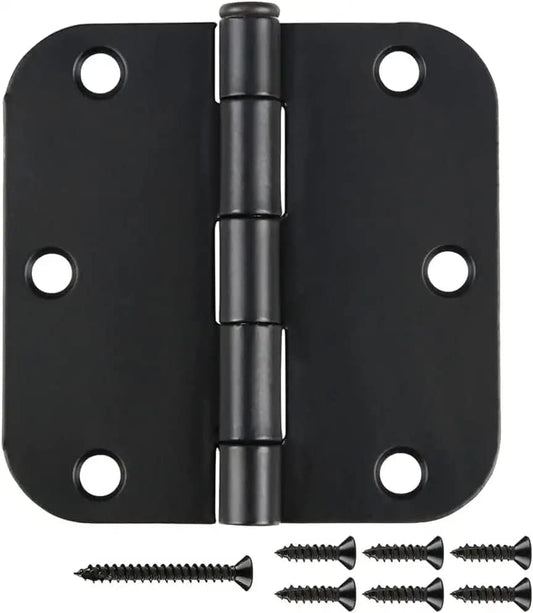 12 Pack Matte Black Door Hinges 3.5 Inch Rounded 5/8" Radius Corners - color: Matte Black, size: 12 Pack