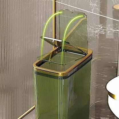 Bathroom Trash Cans with Lids, 2.6 Gallon (Green) - color: Green, style: Top and Bottom Opening
