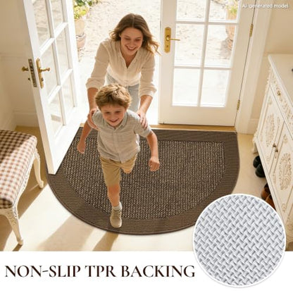 Dirt Trapper Door Mats 32" x 48", Non-Slip & Washable, Brown - color: Brown, size: 32" X 48" (Semicircular)