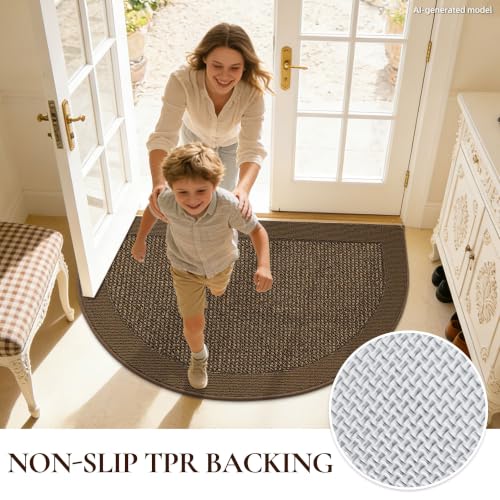 Dirt Trapper Door Mats 24" x 36", Non-Slip & Washable, Brown - color: Brown, size: 24" X 36" (Semicircular)