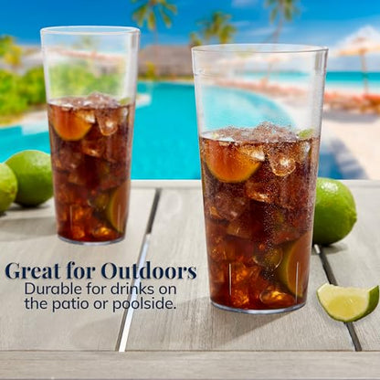US Acrylic Cafe Plastic Reusable Tumblers, Clear, 32-Ounce, Set of 12 - color: Clear, size: 32 ounces
