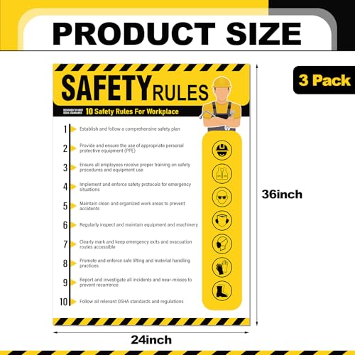 3 Pcs Workplace Safety Rules Poster, Safety Rules - style: Safety Rules
