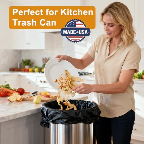 250 Pack, 30-33 Gallon Trash Bags, Medium Duty Black Garbage Bags 32"x38", Plastic Bolsas de Basura, Durable & Puncture-Resistant, Made in USA for Kitchen, Yard, Office - style: 33Gal-250 pcs-0.6