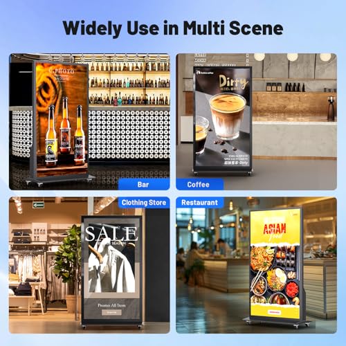 75 Inch Full Screen Indoor Floor Stand Digital Signage Kiosks Android 11 System 2GB+32GB LCD Poster Display With WiFi/HDMI/USB Input Auto Media Player, 4K UHD&CMS Remote Management for Retail Business - size: 75 Inch