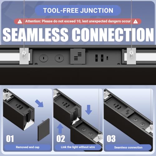 4FT LED Linear Light,50/45/40/35/30W Up and Down Light,3/4/5000K - color: Black, size: 4FT4P