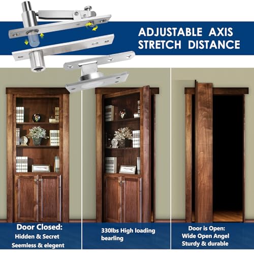 330 LBS Pivot Hinge Set with Magnetic Door Catch for Large & Heavy Wood Doors – HBL’ Hidden Pivot Door Hardware for Bookshelves, Built-in Ball Bearings for Smooth & Quiet Operation. - style: Pivot Hinge 330 Lbs + Magnetic Door Catch