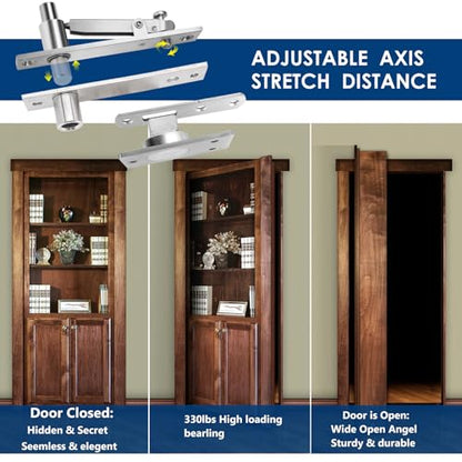 330 LBS Pivot Hinge Set with Magnetic Door Catch for Large & Heavy Wood Doors – HBL’ Hidden Pivot Door Hardware for Bookshelves, Built-in Ball Bearings for Smooth & Quiet Operation. - style: Pivot Hinge 330 Lbs + Magnetic Door Catch