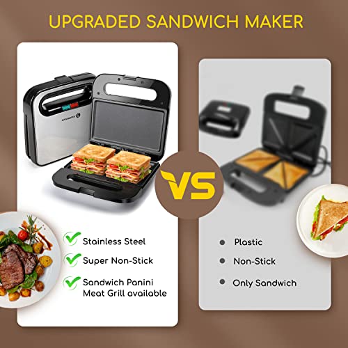 Aigostar Sandwich Maker, Non-Stick Panini Press Sandwich Maker