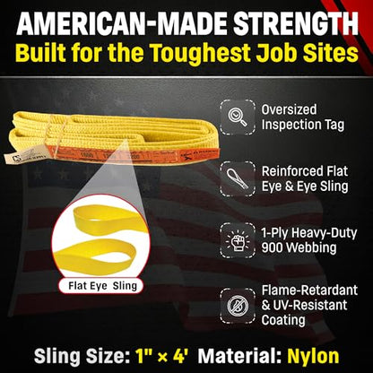 DD Sling 1 Inch x 4 Foot Nylon Lifting Sling - size: 1"x4'