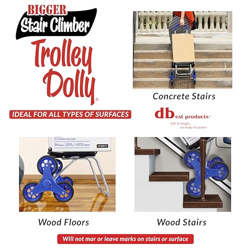 dbest products Stair Climber Bigger Trolley Dolly, Blue Shopping Grocery Foldable Cart Condo Apartment - color: Blue