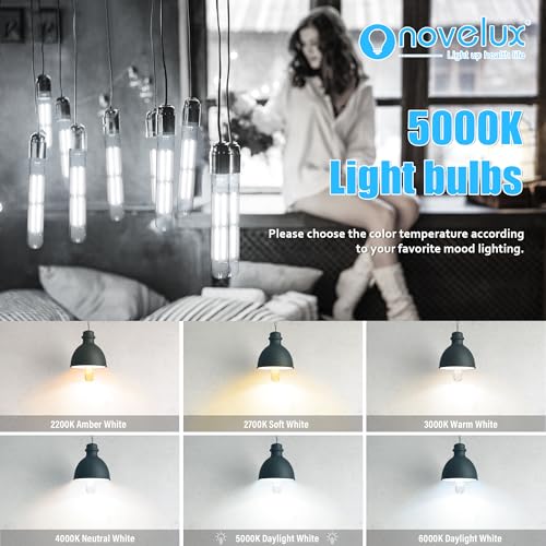 8.9IN LED Light Bulbs E26 Base, 6W 800LM 5000K Daylight White T10 T9 Vintage Edison Bulbs Dimmable, AC 120V Equal 80 Watt Clear Glass Long Tubular Filament Bulb, ETL Certified - 4Pack - size: 9 Inch 6W (4 Count)