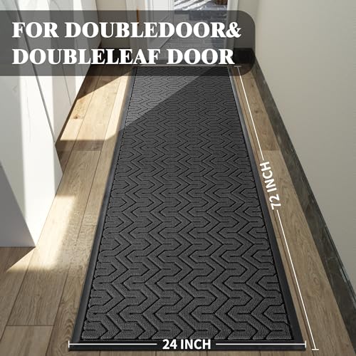 Yimobra Extra Long Indoor Outdoor Mats for Front Door, Black, 72x24 - color: Black, size: 72x24 Inch