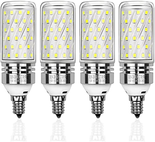 E12 LED Corn Bulbs, 15W, 6000K Daylight White, 1500LM, Small Edison Screw Bulbs, 120W Incandescent Equivalent, Pack of 4 - color: E12 Daylight White