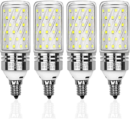 E12 LED Corn Bulbs, 15W, 6000K Daylight White, 1500LM, Small Edison Screw Bulbs, 120W Incandescent Equivalent, Pack of 4 - color: E12 Daylight White