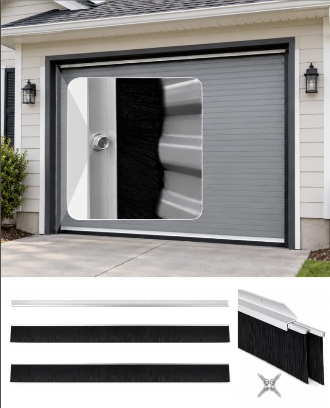 4 Pack Garage Door Side Seal, 45° Double-Row Brush Sweep, 13.1 FT