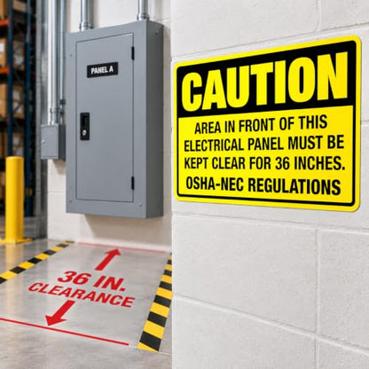 10 Pack Caution Keep Electrical Panel Clear for 36 Inches Stickers