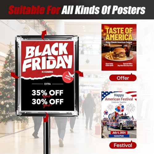 2Pack Sign Holder Stand-8.5x11 inch，Adjustable Sign Stands For Display，Heavy Duty Floor Standing Sign Holder Stand Aluminum for Retail Store，Museum，Volunteer Cctivities（Black） - size: 8.5*11inches（2Pack）