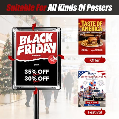 2Pack Sign Holder Stand-8.5x11 inch，Adjustable Sign Stands For Display，Heavy Duty Floor Standing Sign Holder Stand Aluminum for Retail Store，Museum，Volunteer Cctivities（Black） - size: 8.5*11inches（2Pack）
