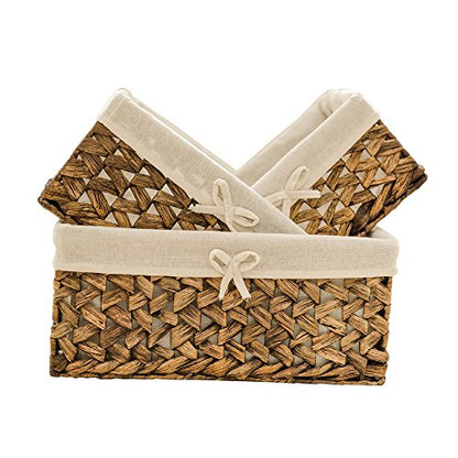 KINGWILLOW Wicker Basket Set of 3 with Removable Liner - size: Set of 3