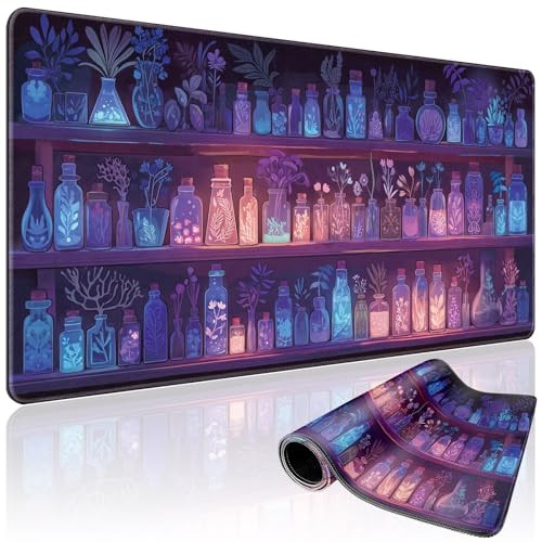 Mystical Potion Bottles Large Gaming Mouse Pad Desk Mat 31.5x15.7 - color: Mystical Potion Bottles