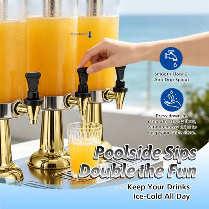 2.4 Gallon Drink Dispenser for Party with Stand & Leak-Proof Spigot - color: Gold