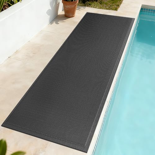 Door Mat Outside Entrance Drainage Pool Doormats Black 24"x71" - color: Black, size: 24''x71''