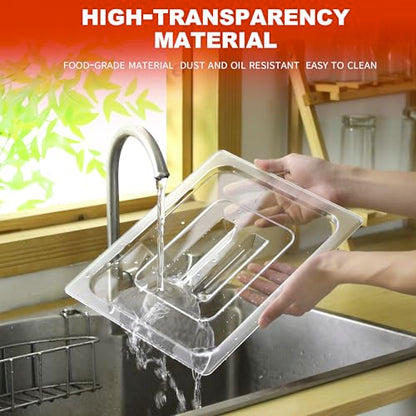 6-Pack Clear Polycarbonate Handled Lids for 1/6 Size NSF Food Pans - color: 1/6 Size, size: Handled Lids