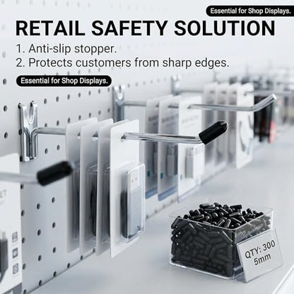 Angoily 300Pcs Pegboard Hook Tips 0.66 Inch Rubber End Caps for Pegboard Hooks Protective Prong Covers for Tool Organizer Accessories Easy Install Vinyl Hook End Caps for Garage and Store Display