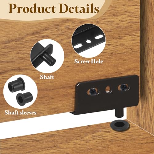 uxcell 4Set Pivot Hinge, 40 x 18 mm Heavy Duty Iron Concealed Shaft Door Hinges with Bushing Kit for Furniture Cabinets Wood Doors, Black - color: Black