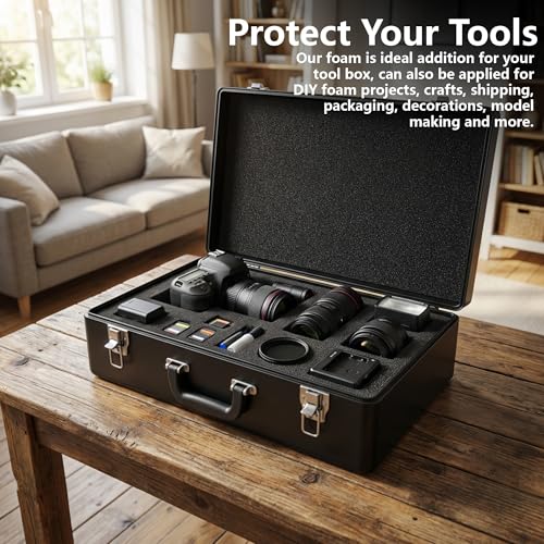 4 Pcs Black Polyurethane Foam Sheet, Cuttable Foam Inserts for Cases - color: 16x12x0.5Inch - 4Pcs