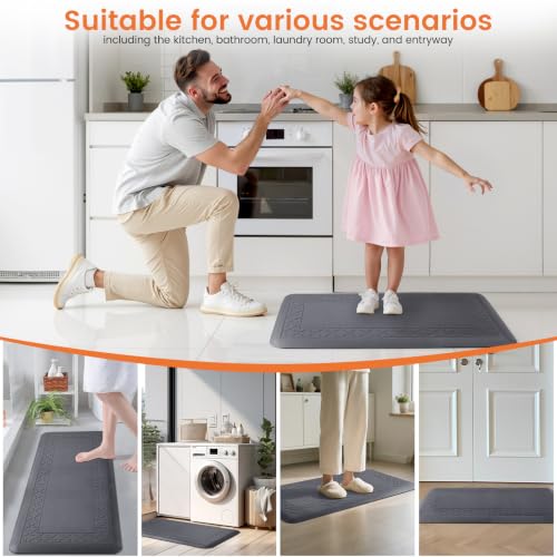 4/5 Inch Thicker Kitchen Mats Anti Fatigue Comfort Mat Standing Desk Rugs - color: Grey, size: 39"L x 17"W x 0.8"Th