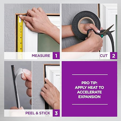 M-D Building Products 52052 1 in. Black Expandable Foam Platinum™ Weatherseal for Uneven Gaps - color: Black, size: 1 in.