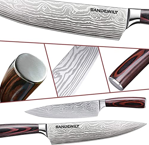 Japanese Knife Set, 3 Piece Kitchen Knives with Sheaths - size: 3PCS Silver
