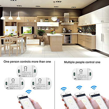 10A KR2201WB Wi-Fi Wireless Smart Basic Switch for Smart Home Smart Life APP Compatible with Alexa & Google Home Assistant No Hub Required Support DIY Module (5-Pcs) - style: 10A 5 Pcs.