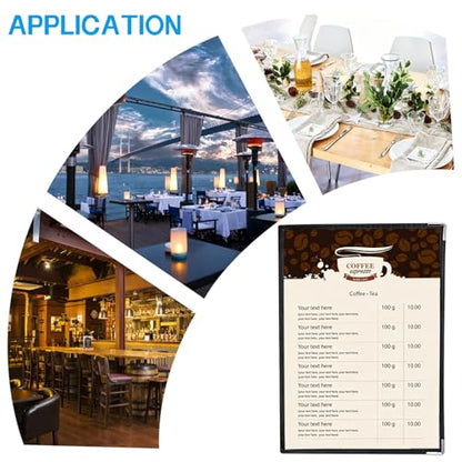 4PCS Transparent 4 Page 8 View Menu Holder, 8.5 x 11 Clear Restaurant Menu Covers, A4 Size Menu Book, Waterproof Menu Sleeves for Restaurant, Bar, Bistro & Morning Menu Homeschool Use