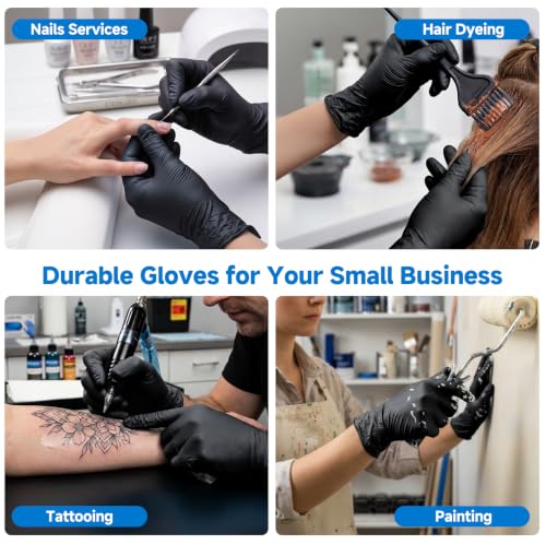 5 Mil 1000Pcs Food Grade Disposable Nitrile Gloves XL - color: Black (1000 Pcs), size: X-Large