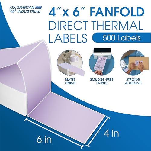 4" X 6" Purple Direct Thermal Fanfold Labels (500 Count, 1 Stack) - color: Purple